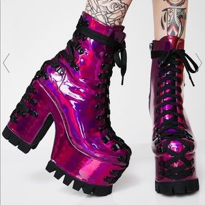 DOLLS KILL ELECTRIC DREAMS CORSET BOOTS